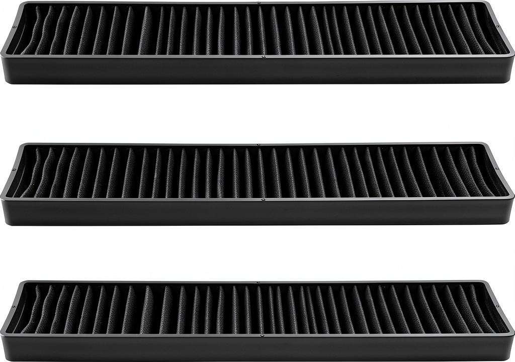 FIMXSD microwave charcoal filter shown with packaging and dimensions