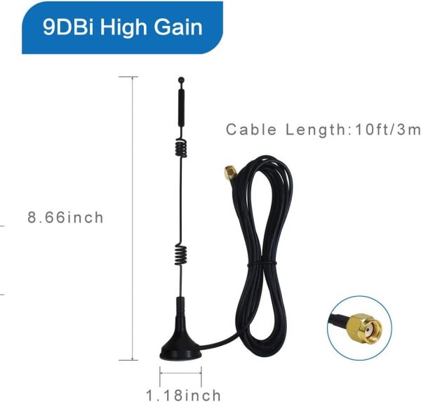 eifagur Dual Band WiFi Antenna 9dbi RP-SMA Male-2