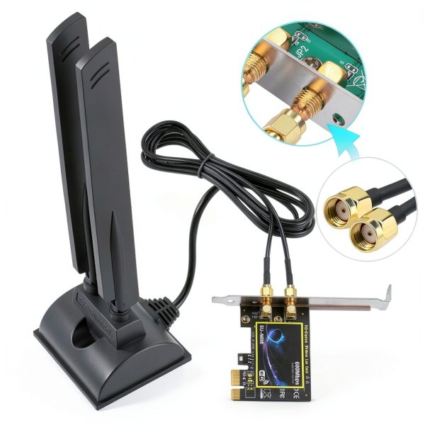 Eightwood RP-SMA WiFi 6E Antenna Tri-Band 6.5ft Base for Router-3