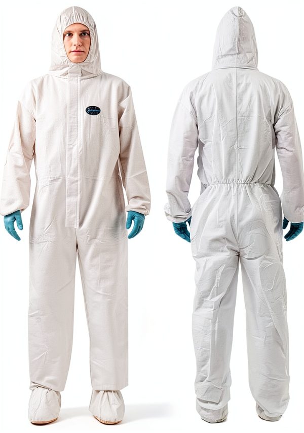 Vicogard Microporous Coveralls with Hood and Elastic Cuffs White-0