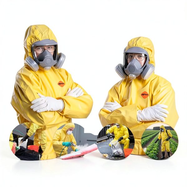 Tiger Tough Yellow Hazmat Suit Disposable - Chemical Protective Coveralls with Hood, PPE Paint Suit, Cleaning Jumpsuit-3