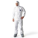 Dupont TY122S-2XL Tyvek Coveralls with Attached Hood and Boots, 2XL, White (Pack of 25)-0