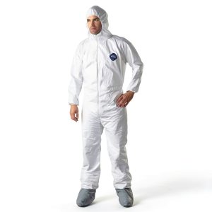 Dupont TY122S-2XL Tyvek Coveralls with Attached Hood and Boots, 2XL, White (Pack of 25)-0