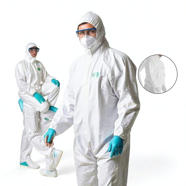 Disposable Coveralls, Protective Suit with Elastic Cuffs, Hood, Zip Front Opening for Spray Paint Chemical Industrial-2