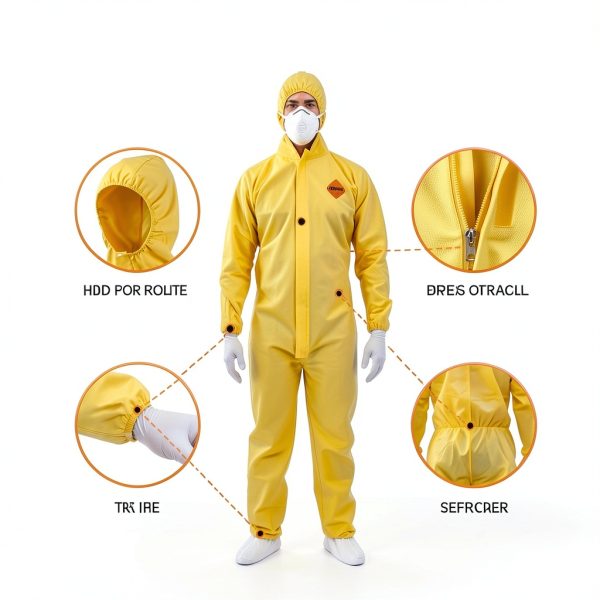 Tiger Tough Yellow Hazmat Suit Disposable - Chemical Protective Coveralls with Hood, PPE Paint Suit, Cleaning Jumpsuit-4