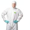 Disposable Coveralls, Protective Suit with Elastic Cuffs, Hood, Zip Front Opening for Spray Paint Chemical Industrial-3