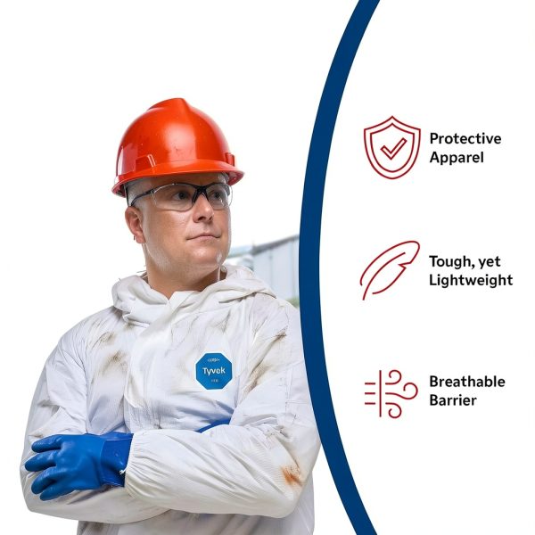 DuPont - TY500SWH00020000 Tyvek 400 TY500S 18-Inch Disposable Protective Sleeve with Elastic at Both Ends, White, Universal Size (Pack of 200)-2