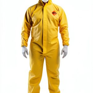 Tiger Tough Yellow Hazmat Suit Disposable - Chemical Protective Coveralls with Hood, PPE Paint Suit, Cleaning Jumpsuit-0