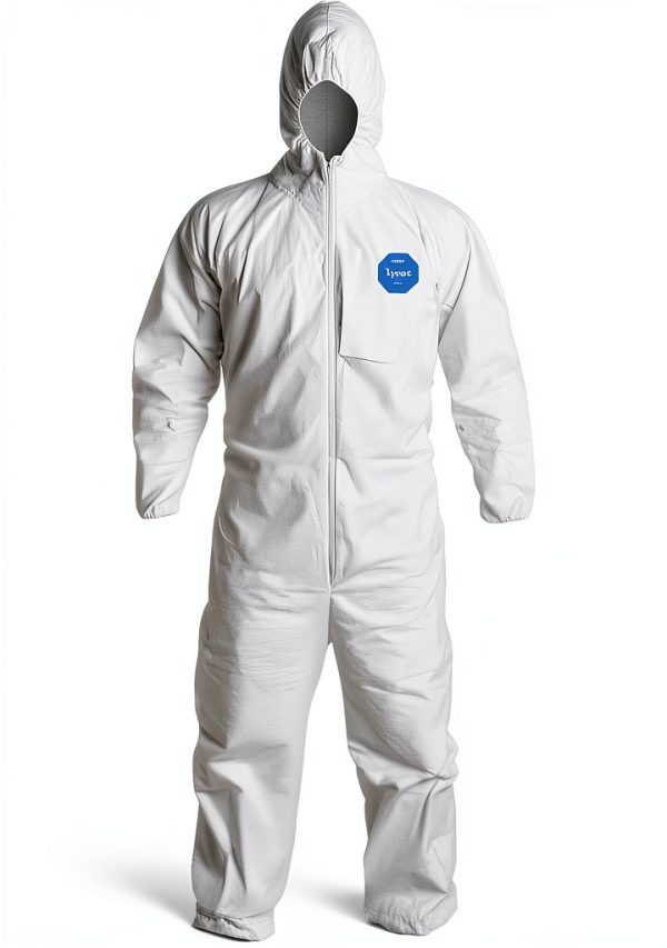 DuPont Tyvek 400 TY127S Disposable Protective Coverall with Respirator-Fit Hood and Elastic Cuff, White-0