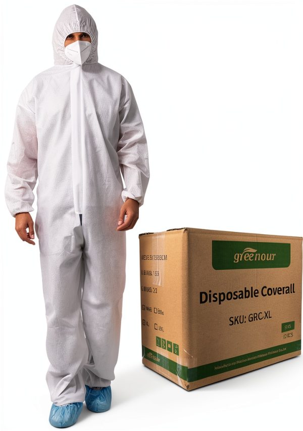 Hazmat Suits Greenour 12-Pack Coveralls with Hood, Medium to 2X-Large-0